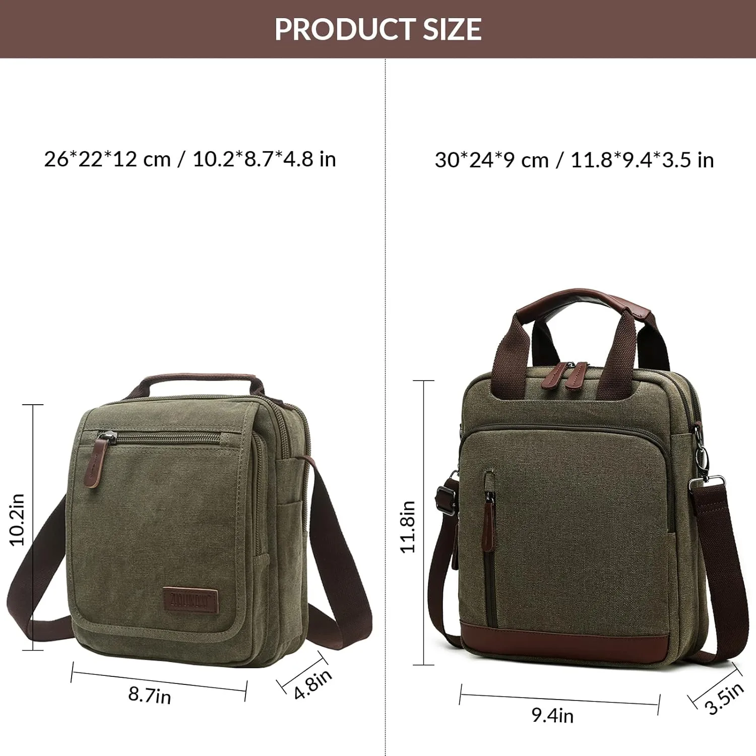 mygreen Mens Crossbody Shoulder Bag Canvas Messenger Bag Work Bag