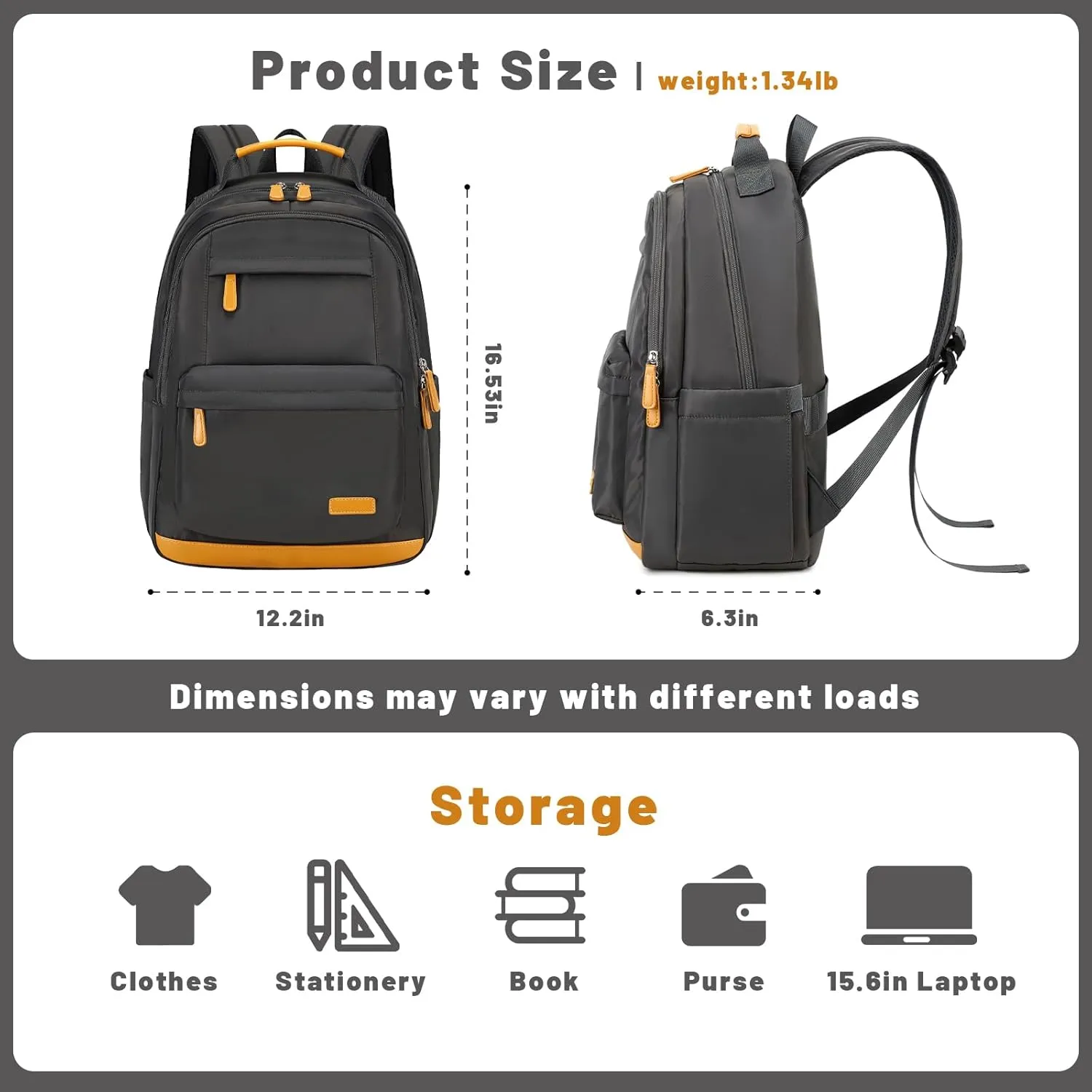 mygreen Waterproof Travel Backpack for Adults, 15.6 Inch Laptop Backpack with Multiple Compartments | Durable Anti-Theft Design, Luggage Strap, Lightweight for Business, Commute, and Air Travel Black