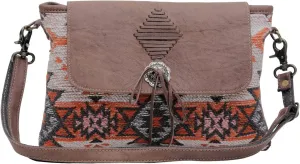 Myra Bag Western Leather Messenger Bag for Women - Upcycled Canvas Shoulder Crossbody Bag
