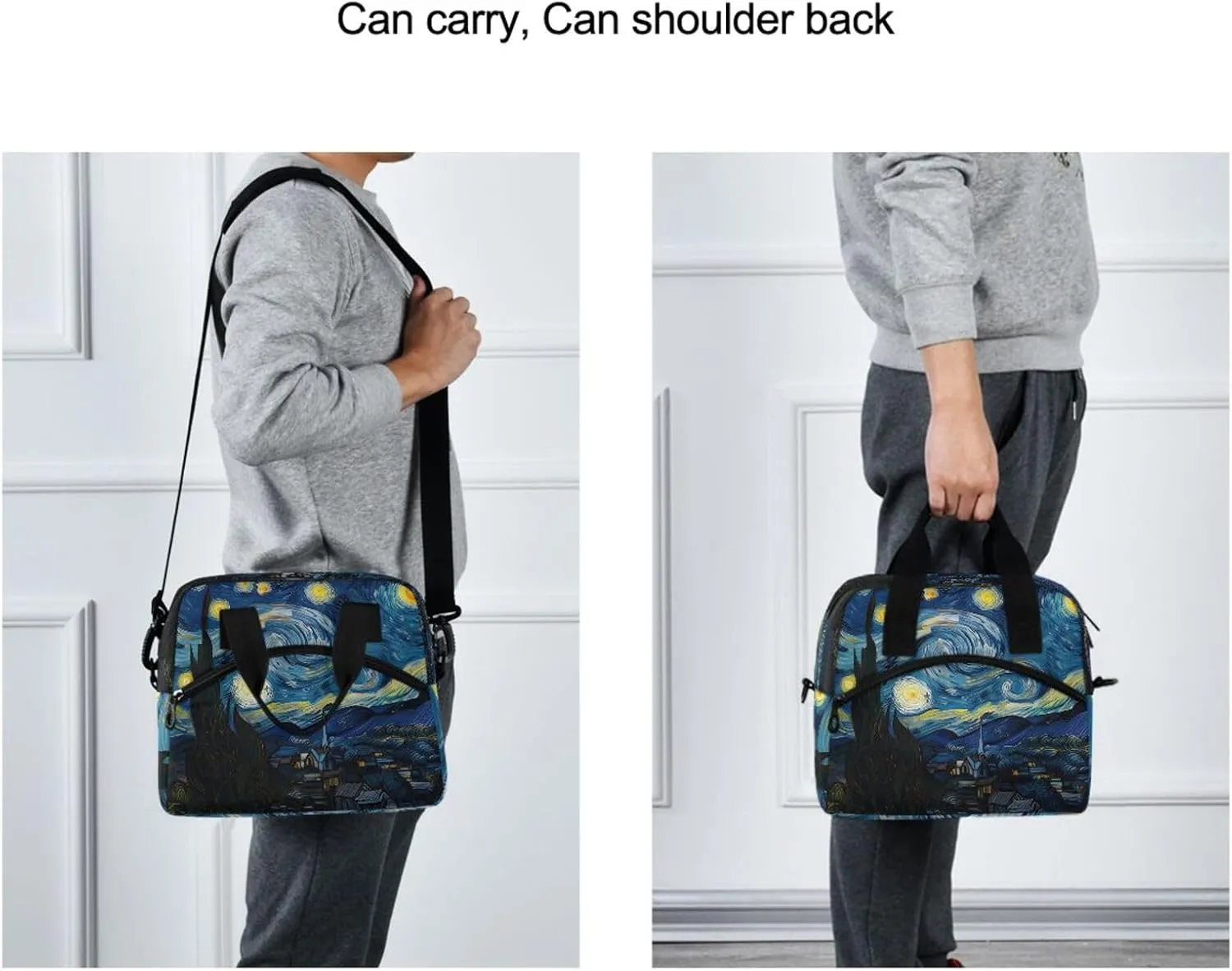 Nander Insulated Lunch Bag Van Gogh The Starry Night Art Thermal Tote Bags Cooler Work Picnic Food Lunch Box Bag For Women Girls Ladies Men