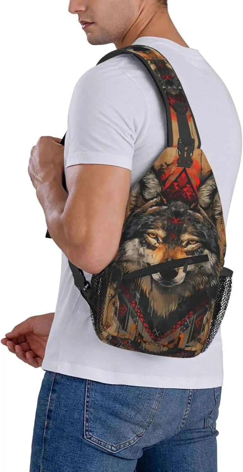 Native American Indian Sling Backpack Chest Bag Crossbody Shoulder Bag Gym Cycling Travel Hiking Daypack For Men Women