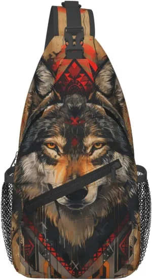 Native American Indian Sling Backpack Chest Bag Crossbody Shoulder Bag Gym Cycling Travel Hiking Daypack For Men Women