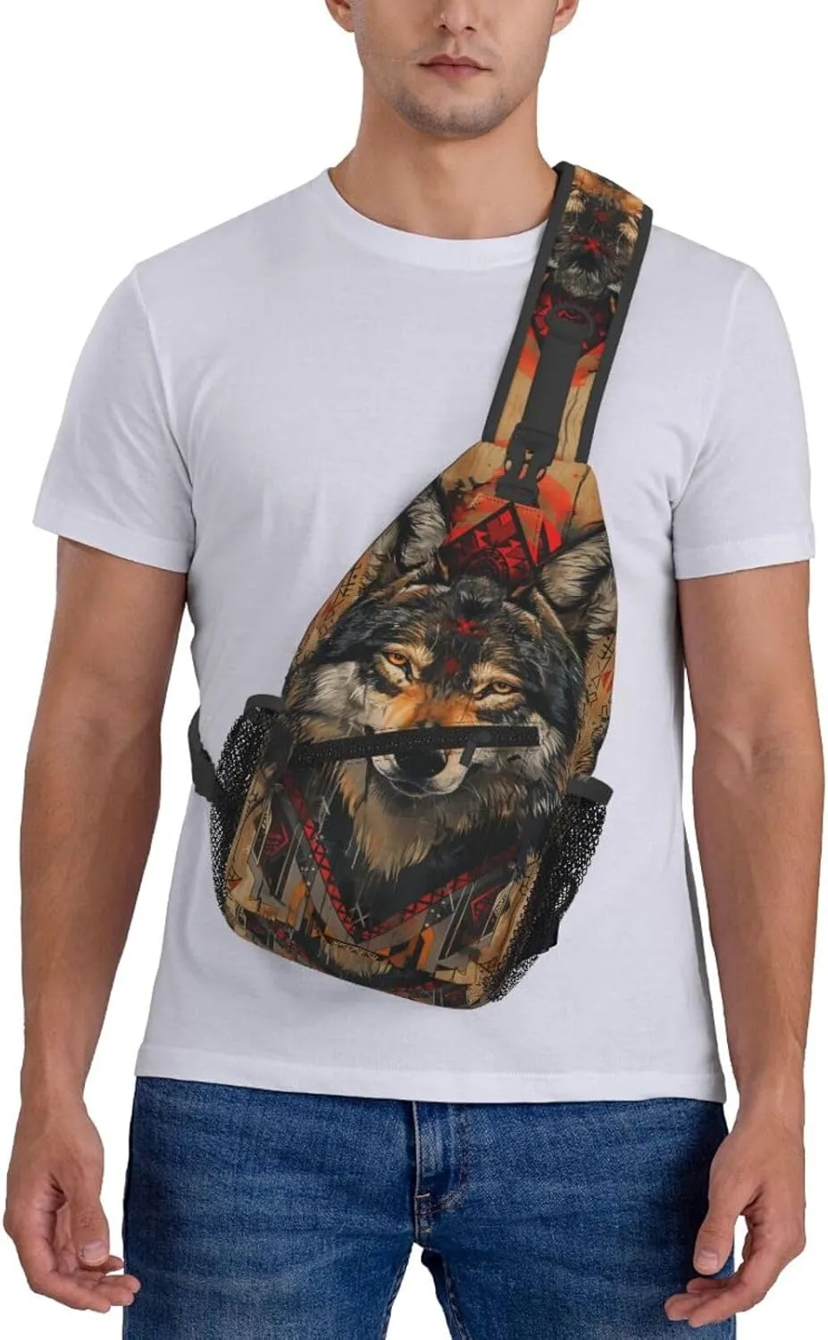 Native American Indian Sling Backpack Chest Bag Crossbody Shoulder Bag Gym Cycling Travel Hiking Daypack For Men Women