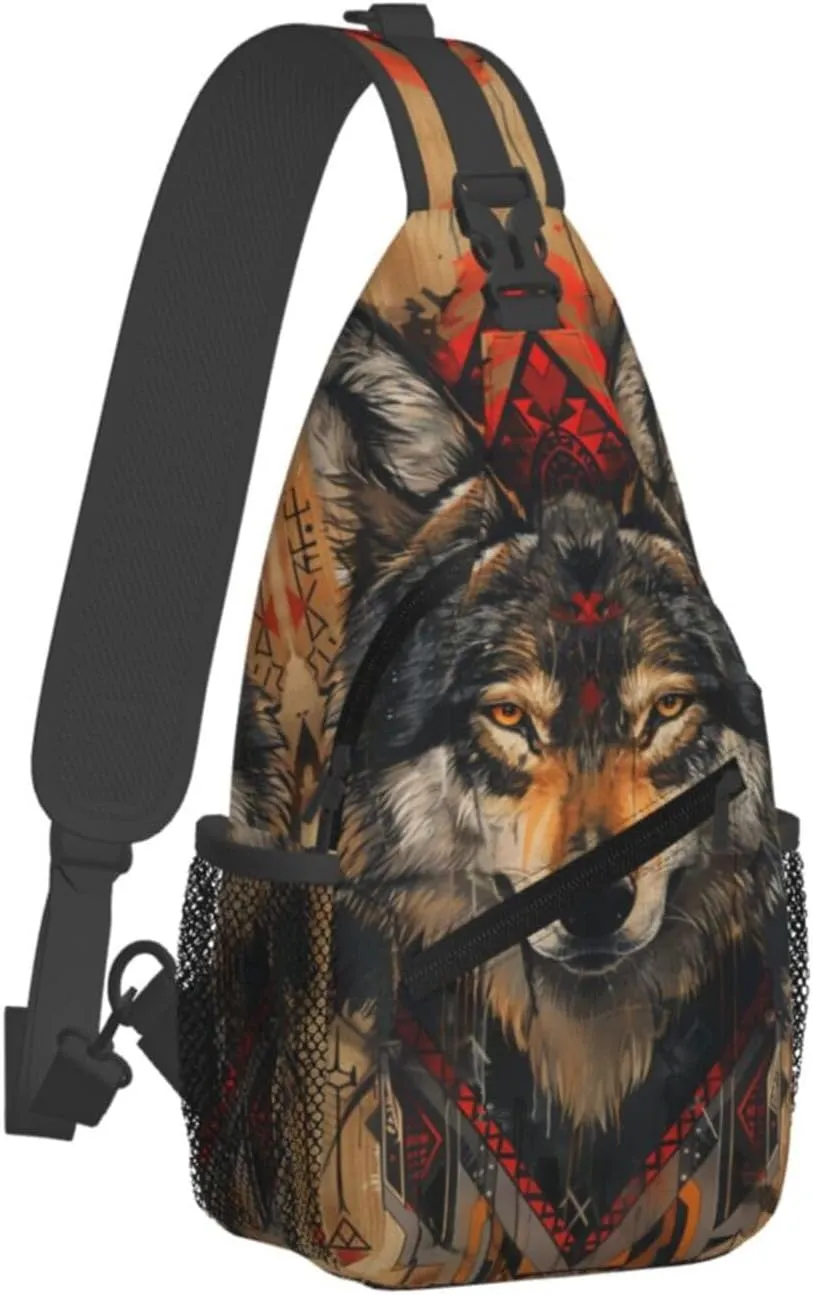 Native American Indian Sling Backpack Chest Bag Crossbody Shoulder Bag Gym Cycling Travel Hiking Daypack For Men Women