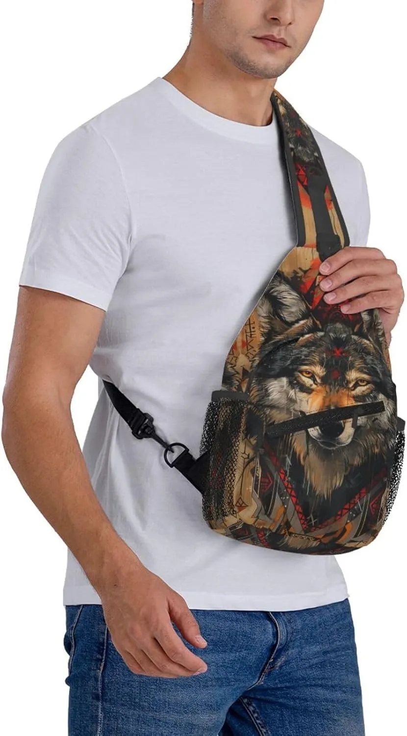Native American Indian Sling Backpack Chest Bag Crossbody Shoulder Bag Gym Cycling Travel Hiking Daypack For Men Women