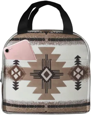 Native American Print Lunch Bag Leakproof, Reusable, Insulated Cooler Lunch Bag For Office Work, Hiking