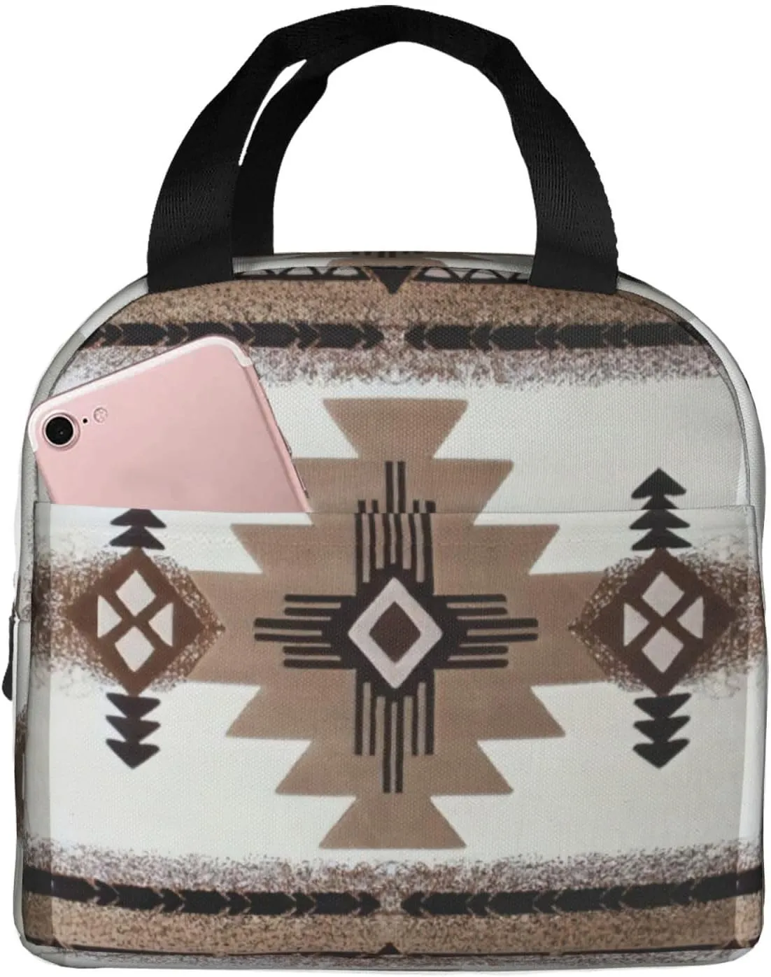 Native American Print Lunch Bag Leakproof, Reusable, Insulated Cooler Lunch Bag For Office Work, Hiking