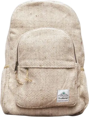 Natural Hemp Backpack, Beige – Stylish Bag with Secure Zippers, Triple Compartment Design, 15L Capacity