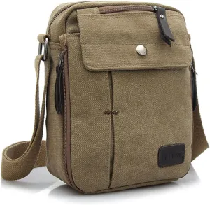 navor Men's Small Vintage Multipurpose Canvas Crossbody Shoulder Bag Crossover Messenger Travel Bag Purse