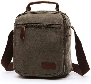 navor Small Vintage Multipurpose Canvas Crossbody Shoulder Bag Crossover Messenger Travel Work Bag Purse for Men Women -Gray