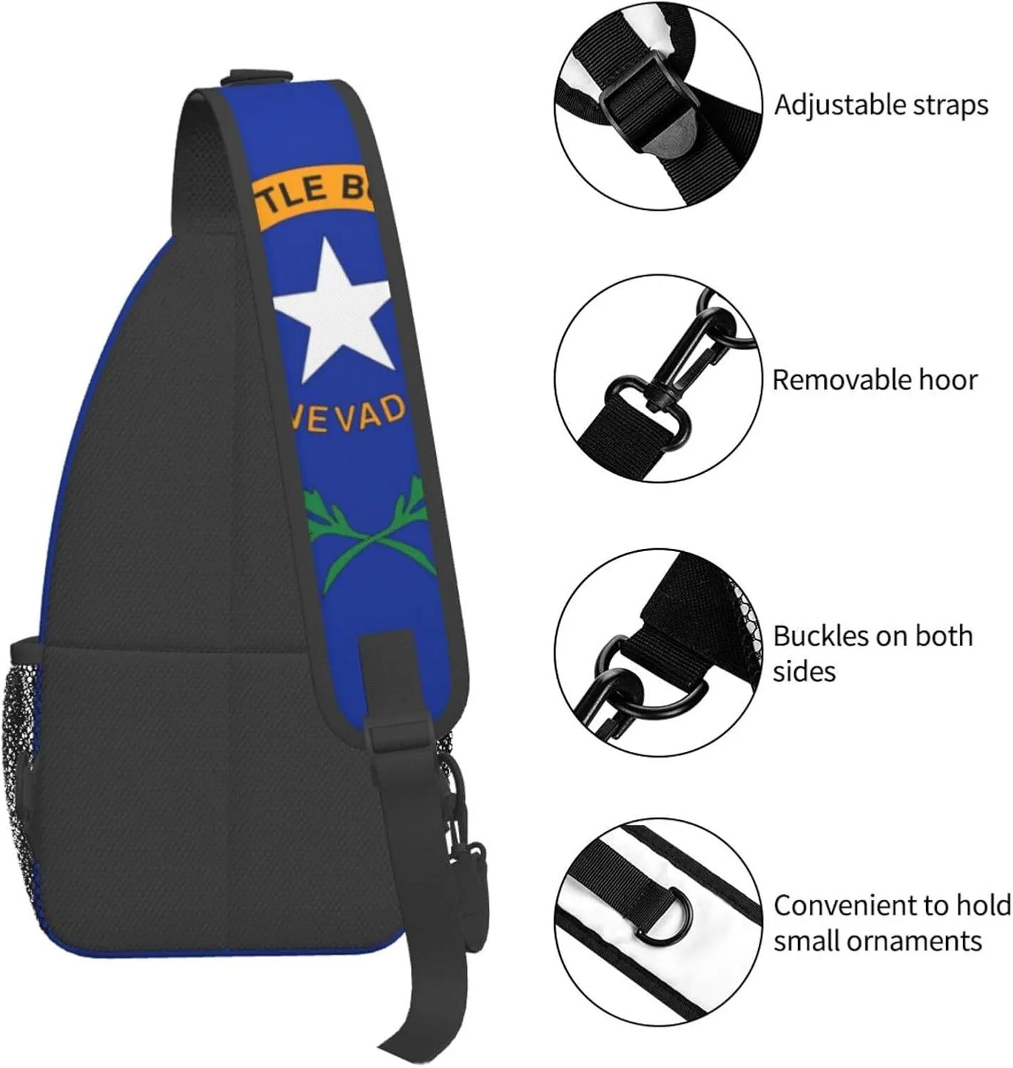 Nevada Crossbody Sling Bag For Women Men State Of Nevada Flag Chest Bag Shoulder Bag Sling Backpack Casual Travel Hiking Daypack