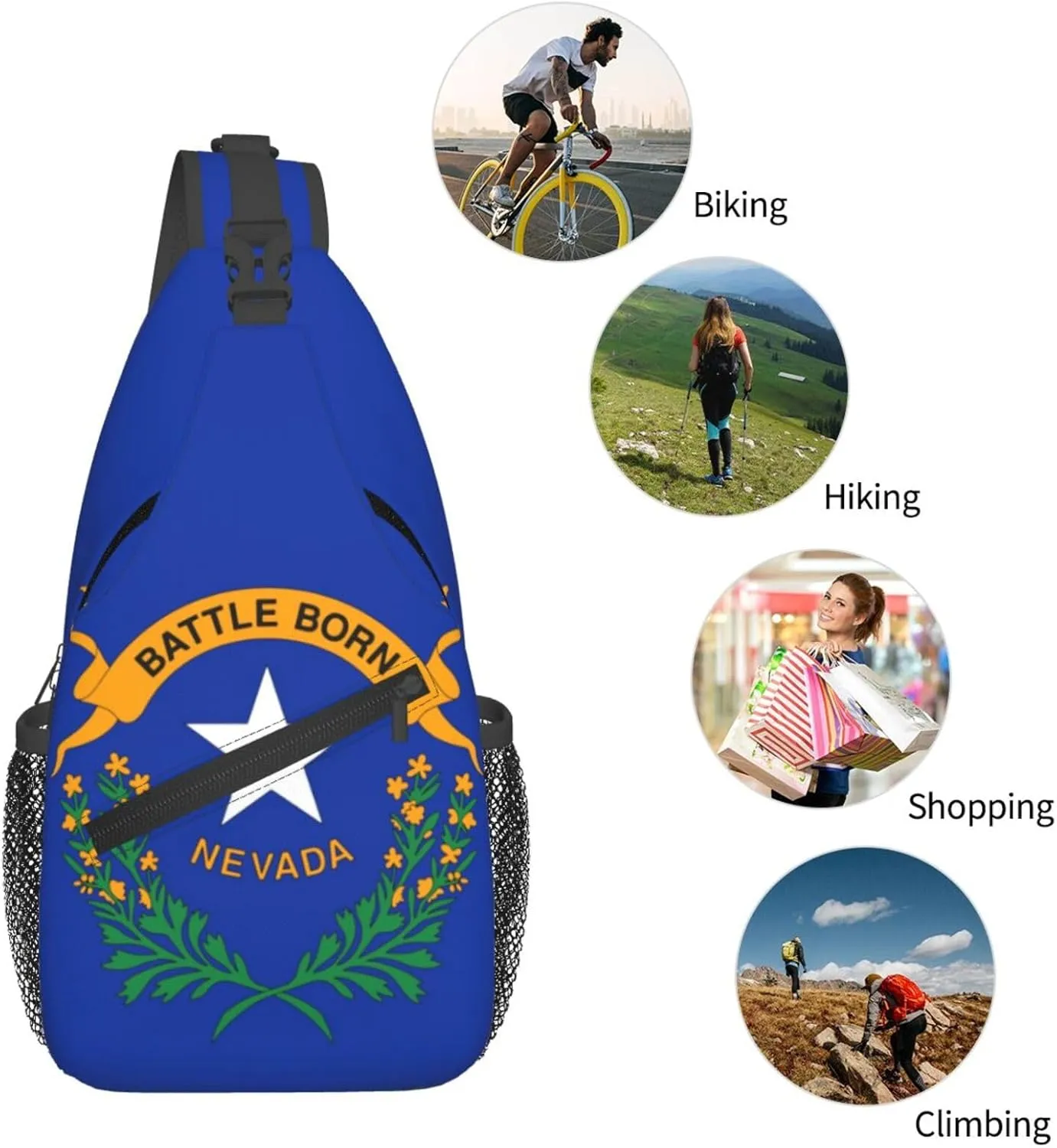 Nevada Crossbody Sling Bag For Women Men State Of Nevada Flag Chest Bag Shoulder Bag Sling Backpack Casual Travel Hiking Daypack