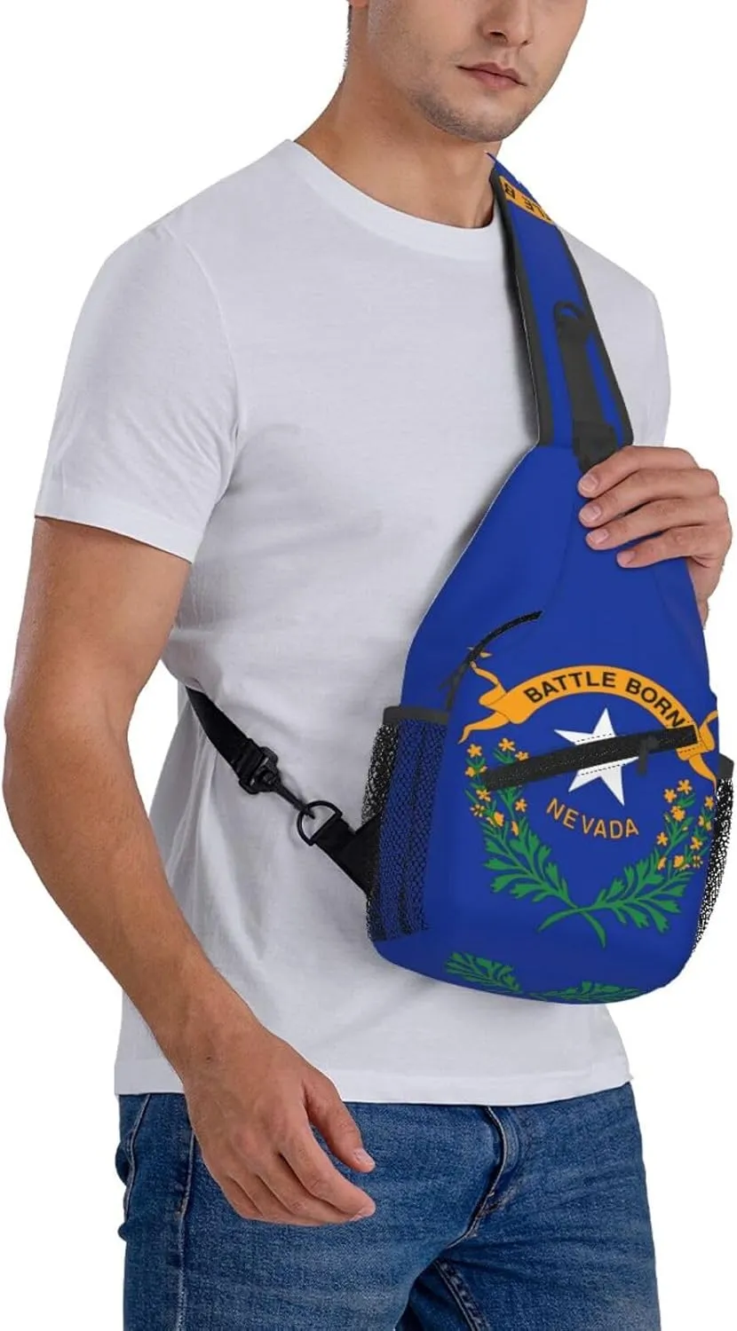 Nevada Crossbody Sling Bag For Women Men State Of Nevada Flag Chest Bag Shoulder Bag Sling Backpack Casual Travel Hiking Daypack