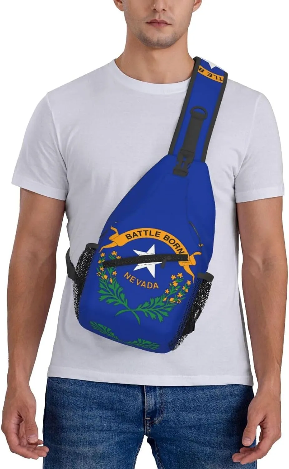Nevada Crossbody Sling Bag For Women Men State Of Nevada Flag Chest Bag Shoulder Bag Sling Backpack Casual Travel Hiking Daypack