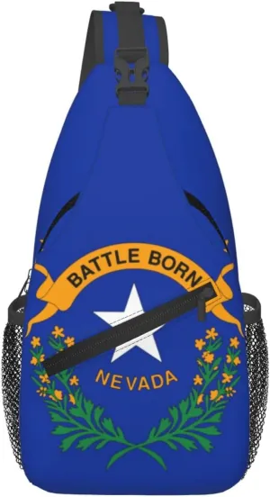 Nevada Crossbody Sling Bag For Women Men State Of Nevada Flag Chest Bag Shoulder Bag Sling Backpack Casual Travel Hiking Daypack