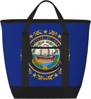 New Hampshire State Flag Print Large Cooler Bag Tote Bag,Reusable Grocery Bag,Lunch Box Bag, For Picnic Beach Camping