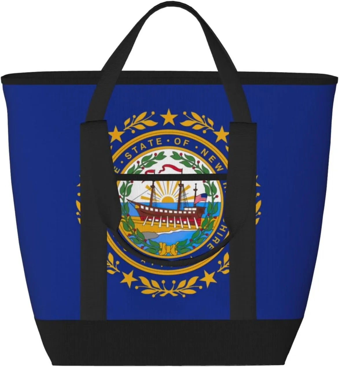New Hampshire State Flag Print Large Cooler Bag Tote Bag,Reusable Grocery Bag,Lunch Box Bag, For Picnic Beach Camping