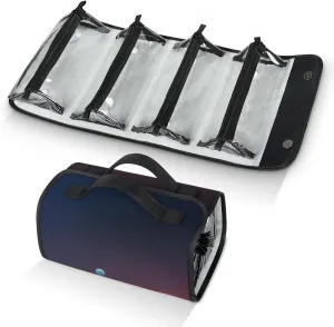 New Horizons of Solar System Infographic Travel Toiletry Bag for Women, 4 in 1 Roll Up Makeup Cosmetic Bag With 4 Removable PVC Zipper Pouch