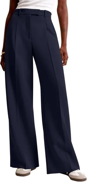 NIMIN Women Wide Leg Pants High Waisted Dressy Work Trousers Business Casual Palazzo Pants with Pockets