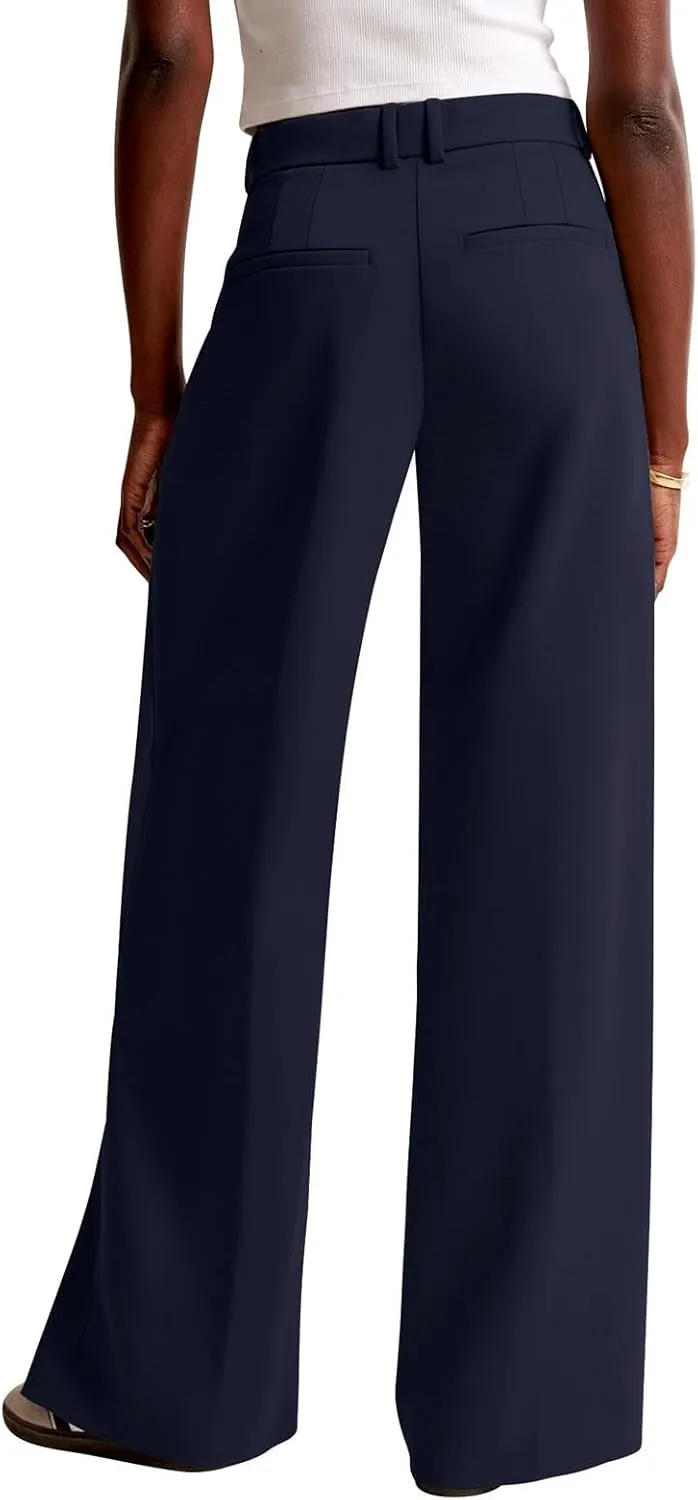 NIMIN Women Wide Leg Pants High Waisted Dressy Work Trousers Business Casual Palazzo Pants with Pockets