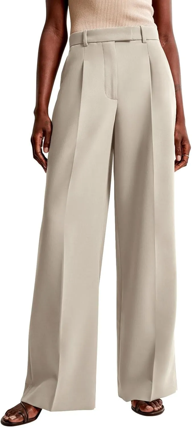 NIMIN Women Wide Leg Pants High Waisted Dressy Work Trousers Business Casual Palazzo Pants with Pockets