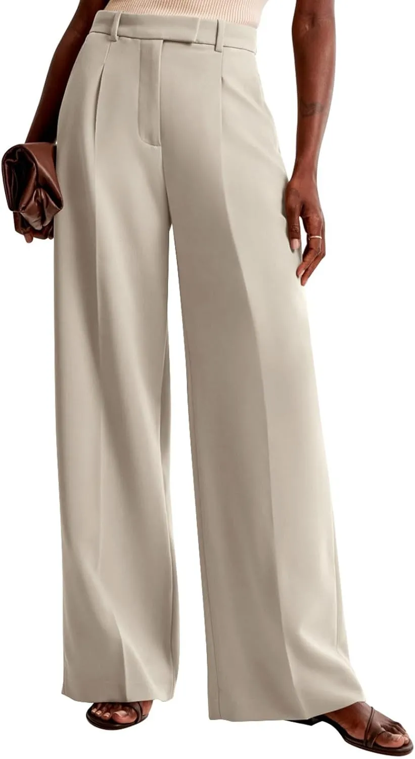 NIMIN Women Wide Leg Pants High Waisted Dressy Work Trousers Business Casual Palazzo Pants with Pockets