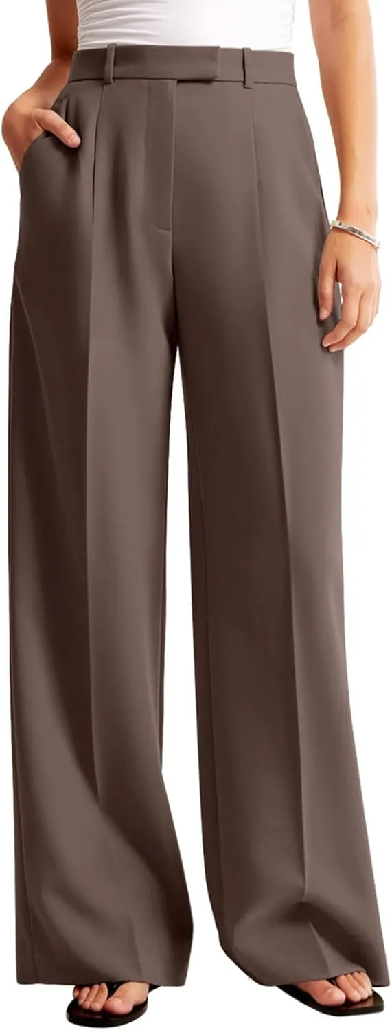 NIMIN Women Wide Leg Pants High Waisted Dressy Work Trousers Business Casual Palazzo Pants with Pockets