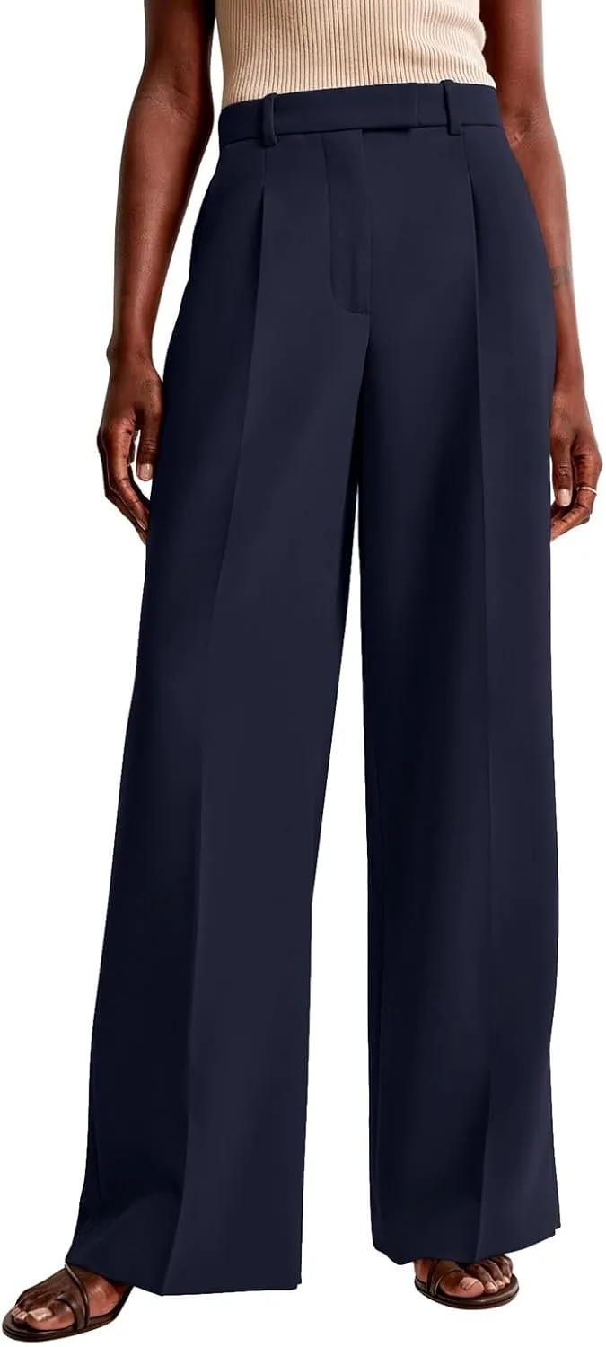 NIMIN Women Wide Leg Pants High Waisted Dressy Work Trousers Business Casual Palazzo Pants with Pockets