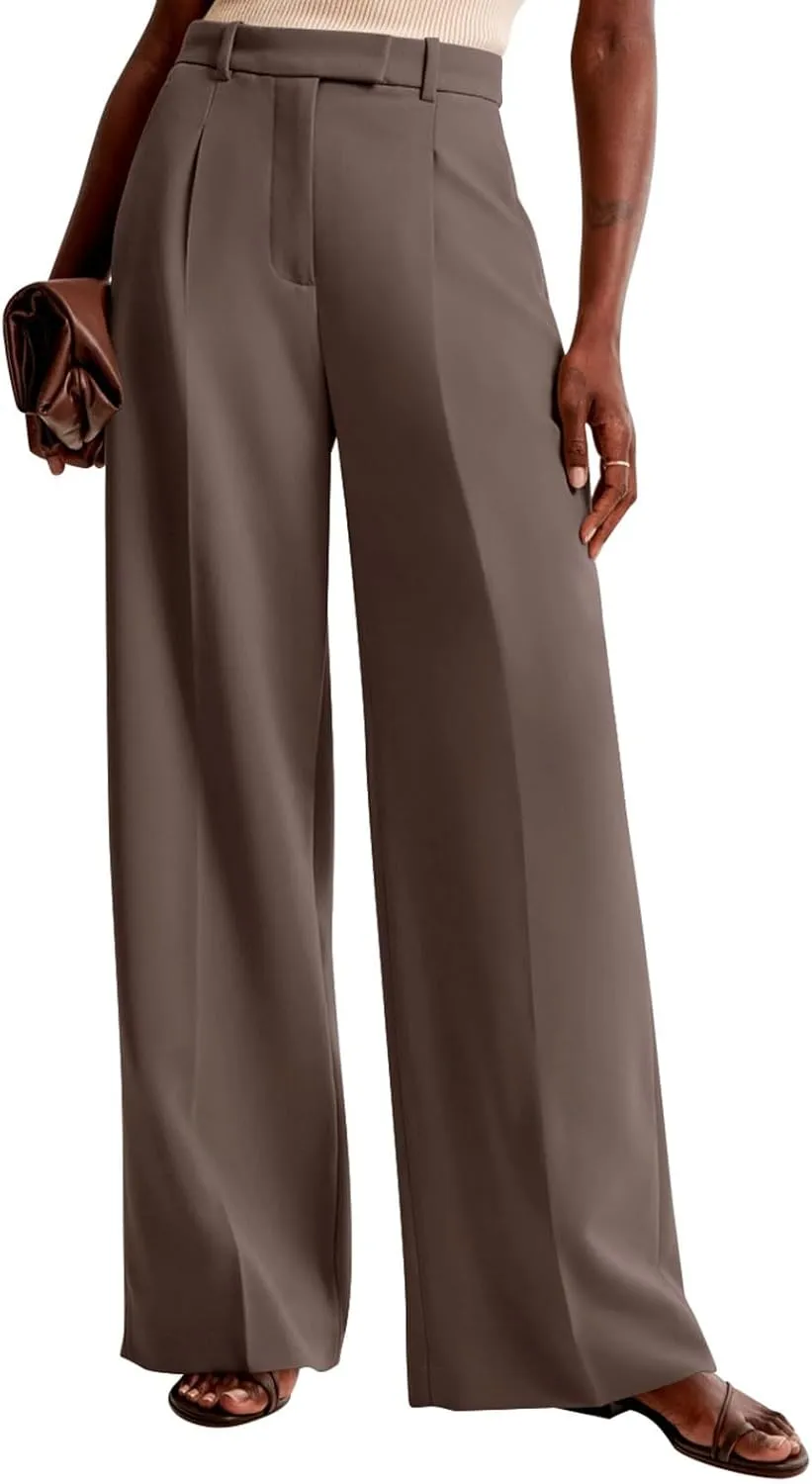NIMIN Women Wide Leg Pants High Waisted Dressy Work Trousers Business Casual Palazzo Pants with Pockets