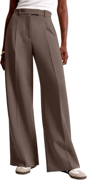 NIMIN Women Wide Leg Pants High Waisted Dressy Work Trousers Business Casual Palazzo Pants with Pockets