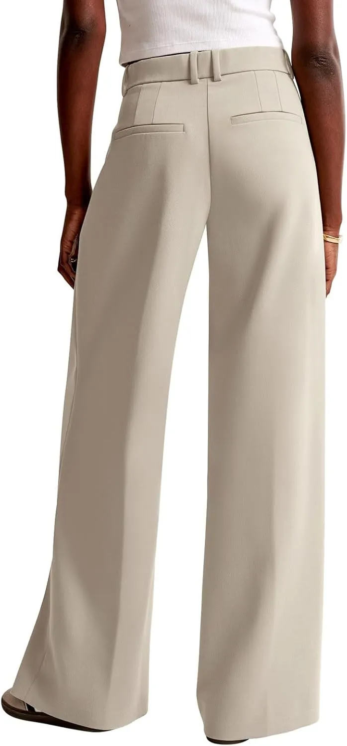 NIMIN Women Wide Leg Pants High Waisted Dressy Work Trousers Business Casual Palazzo Pants with Pockets