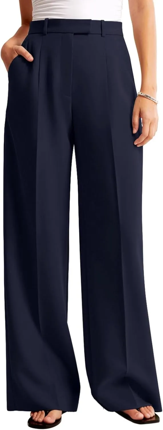 NIMIN Women Wide Leg Pants High Waisted Dressy Work Trousers Business Casual Palazzo Pants with Pockets