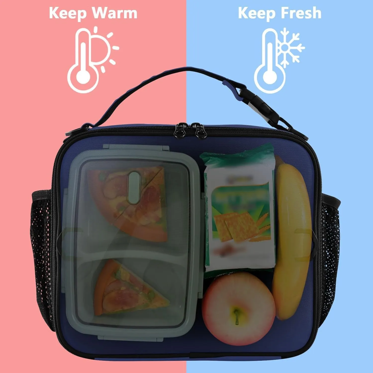 Noble Blue Lunch Box Cooler Bag, Reusable Lunch Bags, Lunch Box Bag Kids
