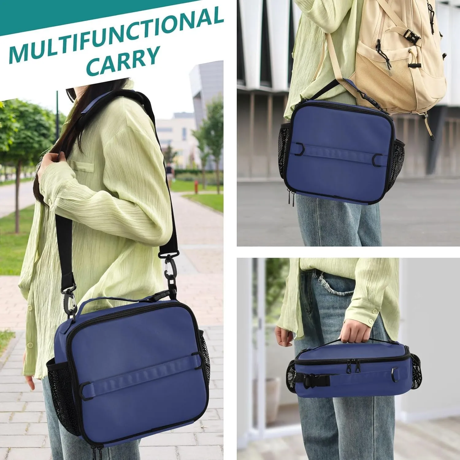 Noble Blue Lunch Box Cooler Bag, Reusable Lunch Bags, Lunch Box Bag Kids