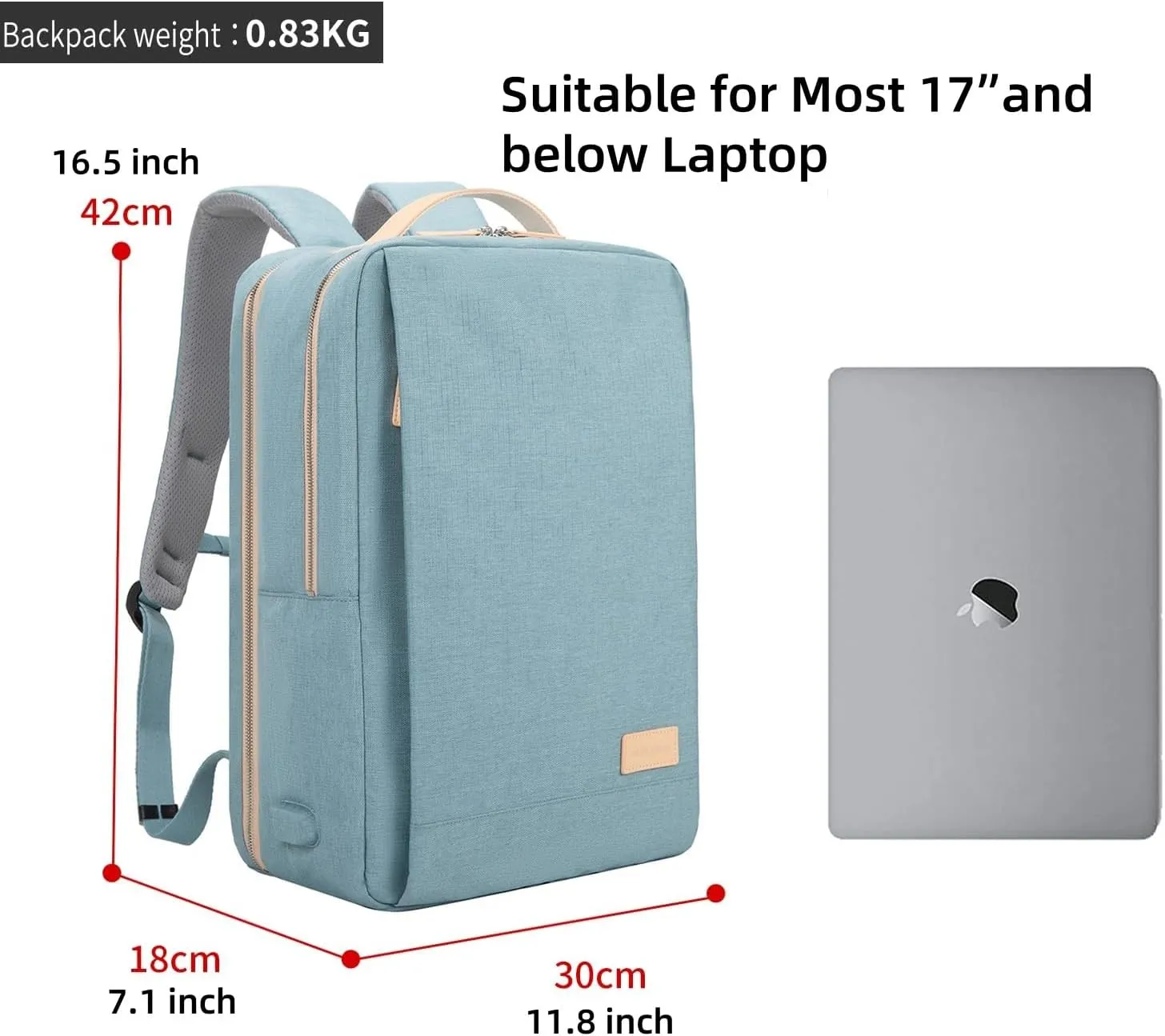 NOBLEMAN Luxury Laptop Backpack Women, Durable Tsa Friendly Work Business Travel Backpack with USB Charging Port, Multi-Compartment College Casual Dayback Backpack Fits 17 Inch Laptop (Blue)