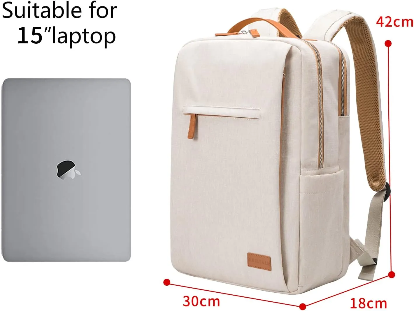 NOBLEMAN Men's Backpack, Laptop Backpack, Waterproof travel Backpack, 15.6 Inch Laptop Backpack, Daypack, carry on backpack with USB (Beige)