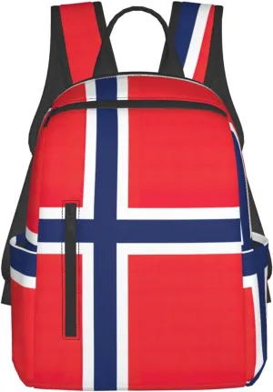 Norwegian flag print Lightweight Backpack for Travel Casual Shoulder Bag Laptop Backpack Fit for Leisure Day