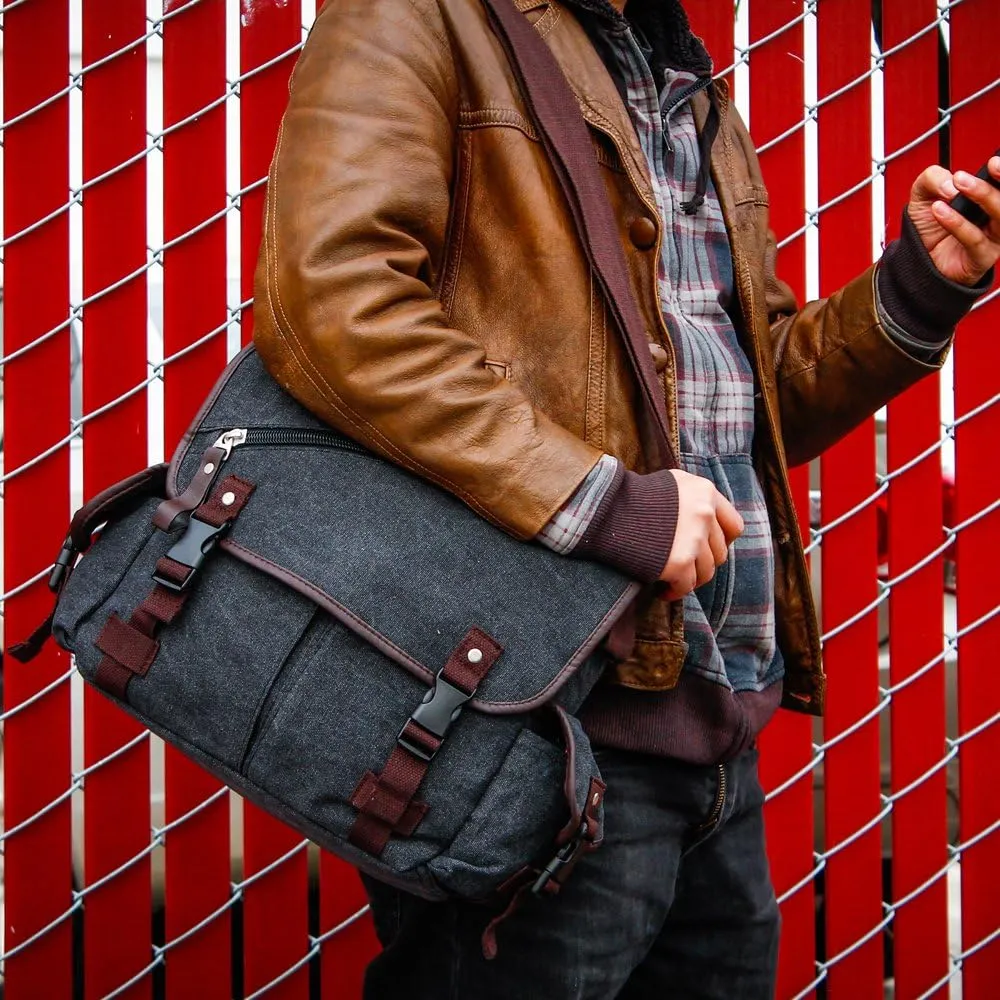 OCT17 Men Messenger Bag College Shoulder Canvas Vintage Crossbody Military Satchel Bag Laptop