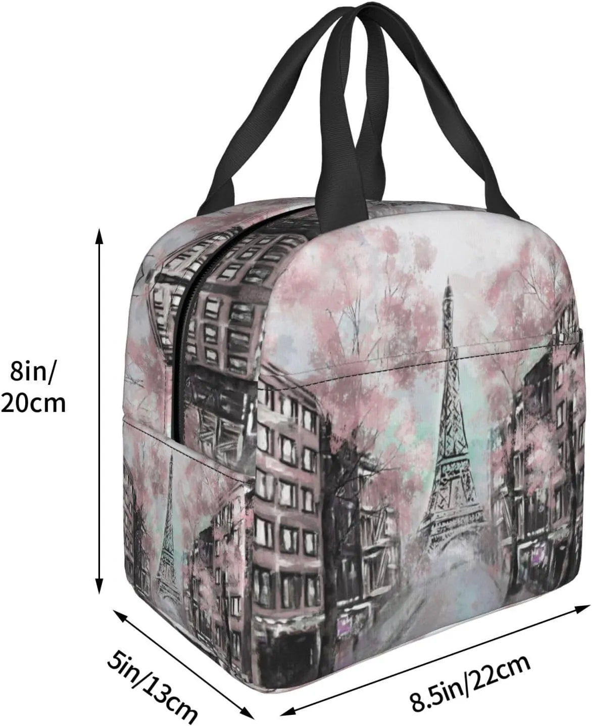Oil Painting Paris Lunch Bag Compact Tote Bag Eiffel Tower Reusable Lunch Box Container For Women Men School Office Work, 6l