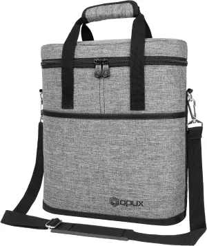 OPUX 3 Bottle Insulated Leakproof Wine Cooler Bag, Portable Wine Bottle Carrying Case - Grey