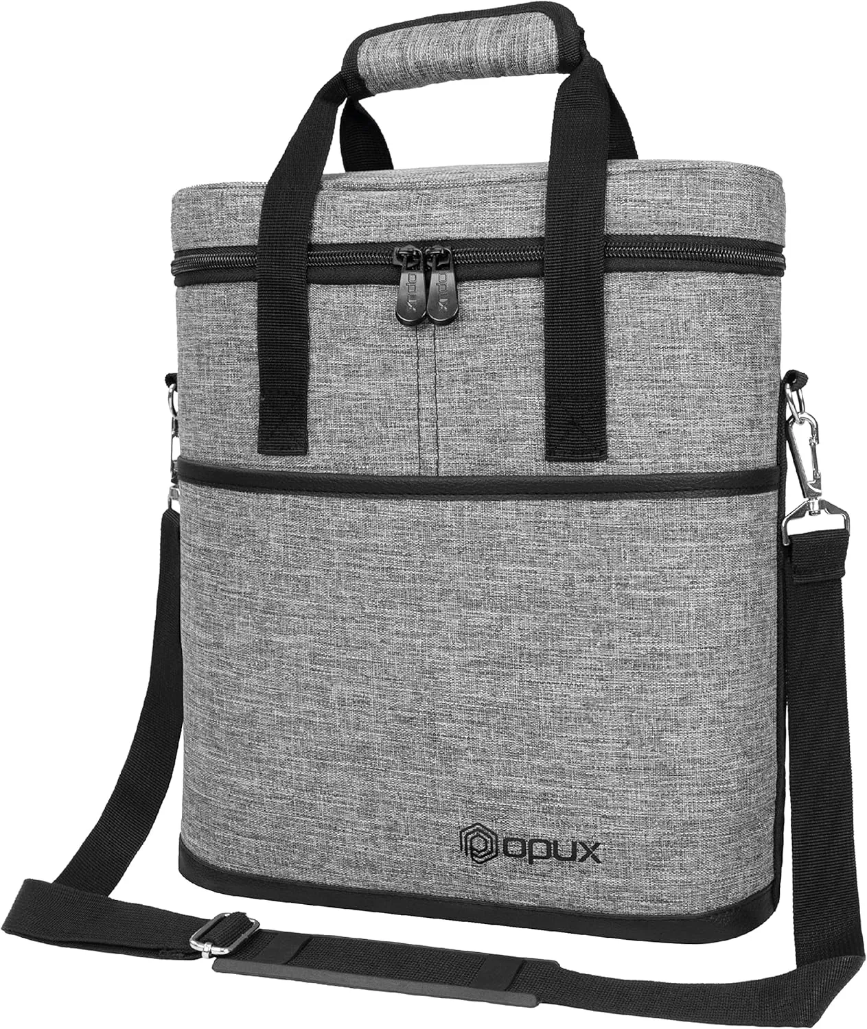 OPUX 3 Bottle Insulated Leakproof Wine Cooler Bag, Portable Wine Bottle Carrying Case - Grey