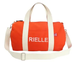 Orange Personalized Duffle, Custom Monogrammed Duffle Bag, Perfect Baby Sports Yoga Gifts, Personalized Travel Gym Bag, Name Initials Bag