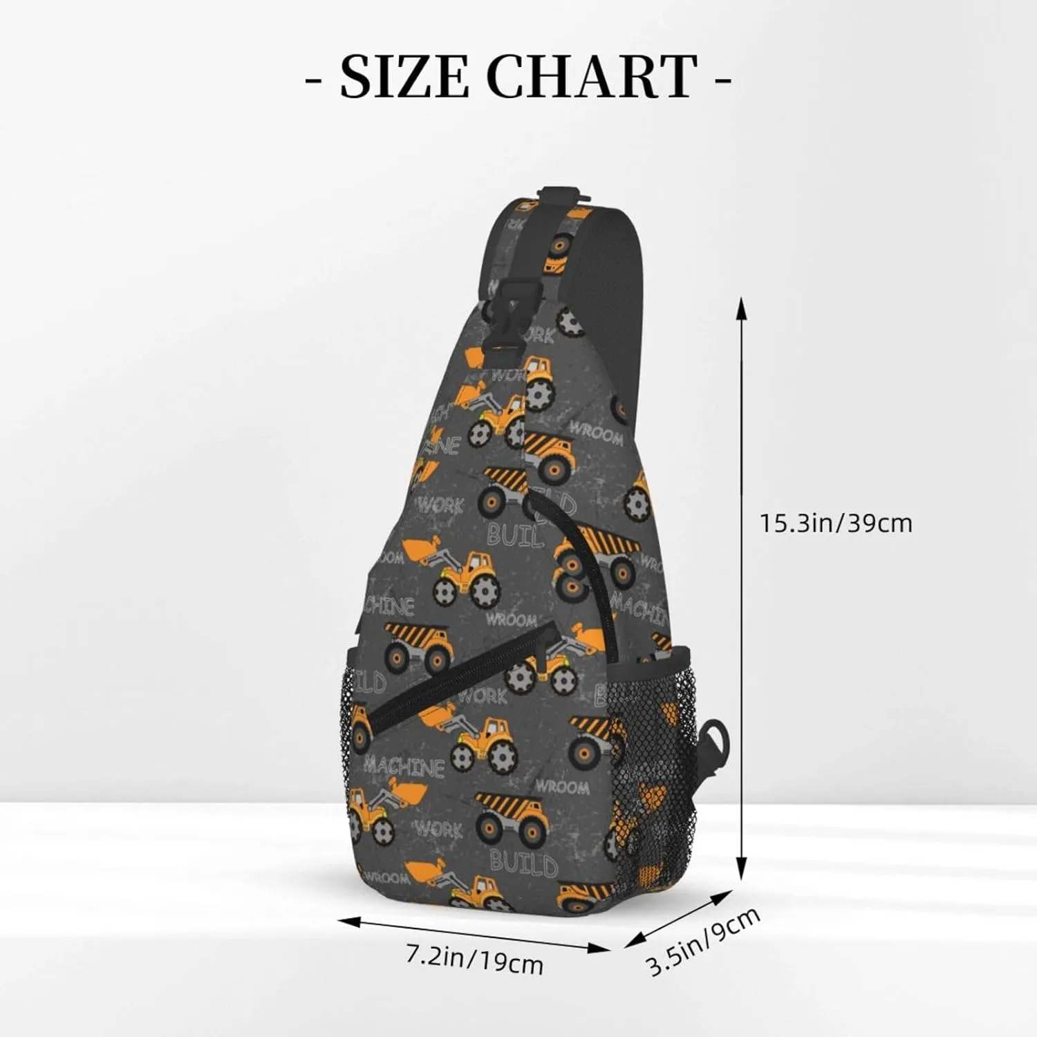 Orange Tractor Machine Chest Sling Bag Crossbody Shoulder Backpack Bag Gym Cycling Daypack Travel Hiking Cross Bag