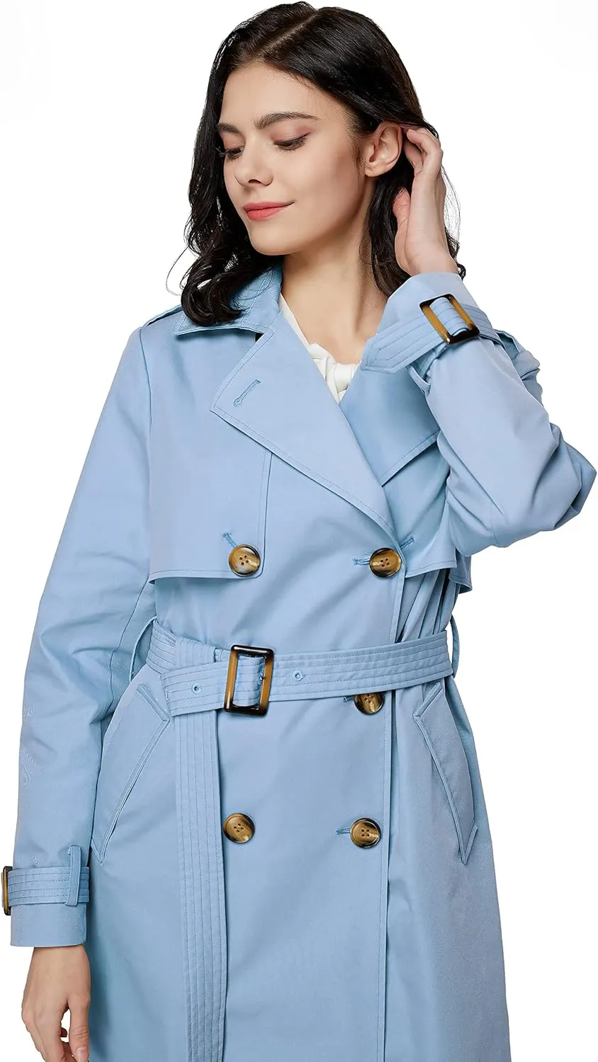 Orolay Women's 3/4 Length Double Breasted Trench Coat Lapel Jacket with Belt
