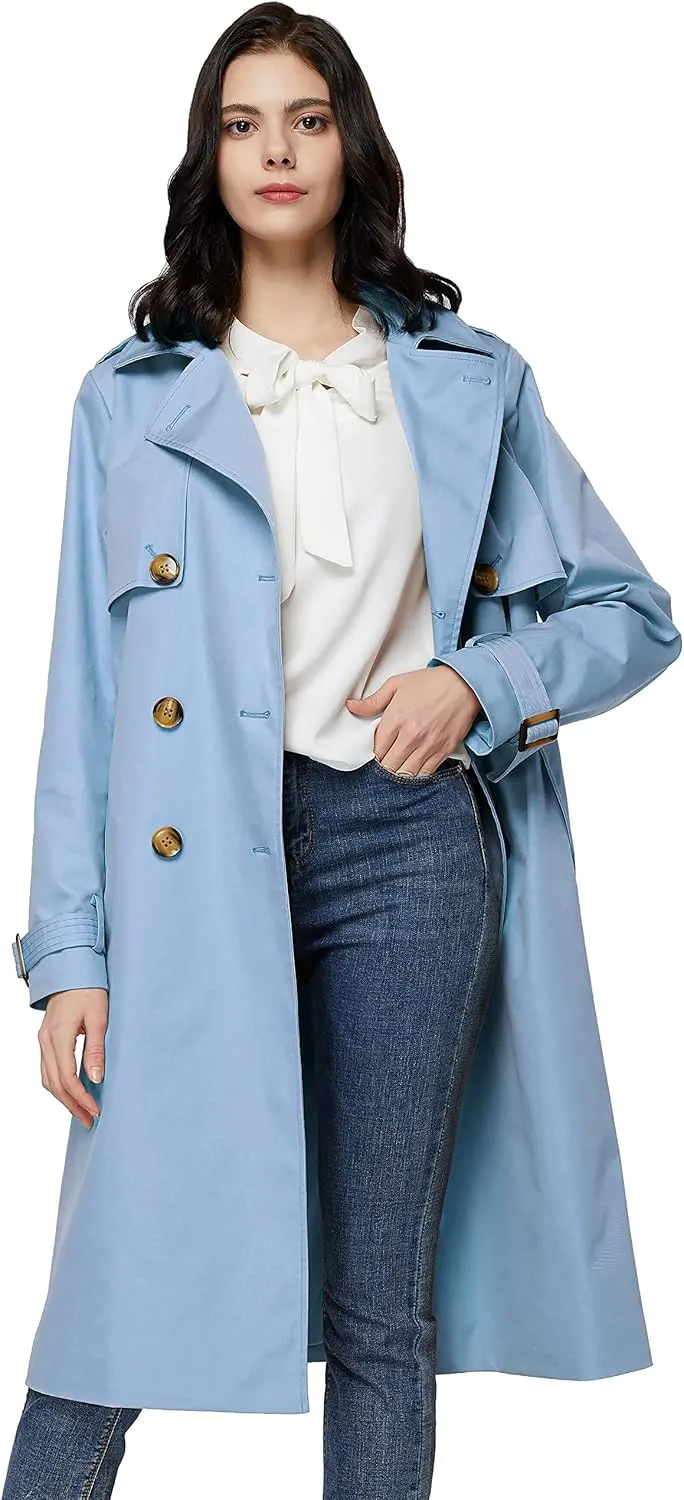 Orolay Women's 3/4 Length Double Breasted Trench Coat Lapel Jacket with Belt