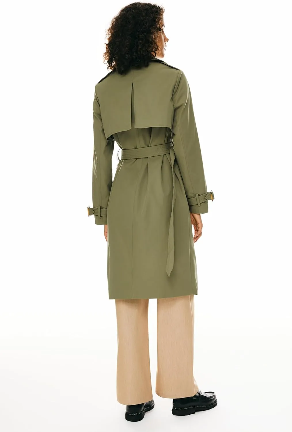 Orolay Women's 3/4 Length Double Breasted Trench Coat Lapel Jacket with Belt