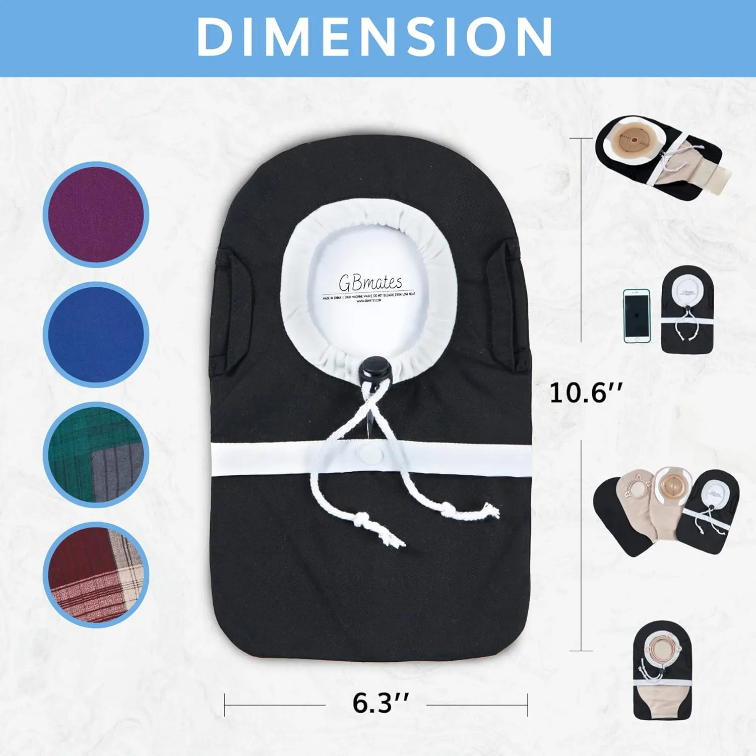 Ostomy Bag Covers-Waterproof Ostomy Pouch Liner with Adjustable Opening, Belt Hoop, Buckle Closure