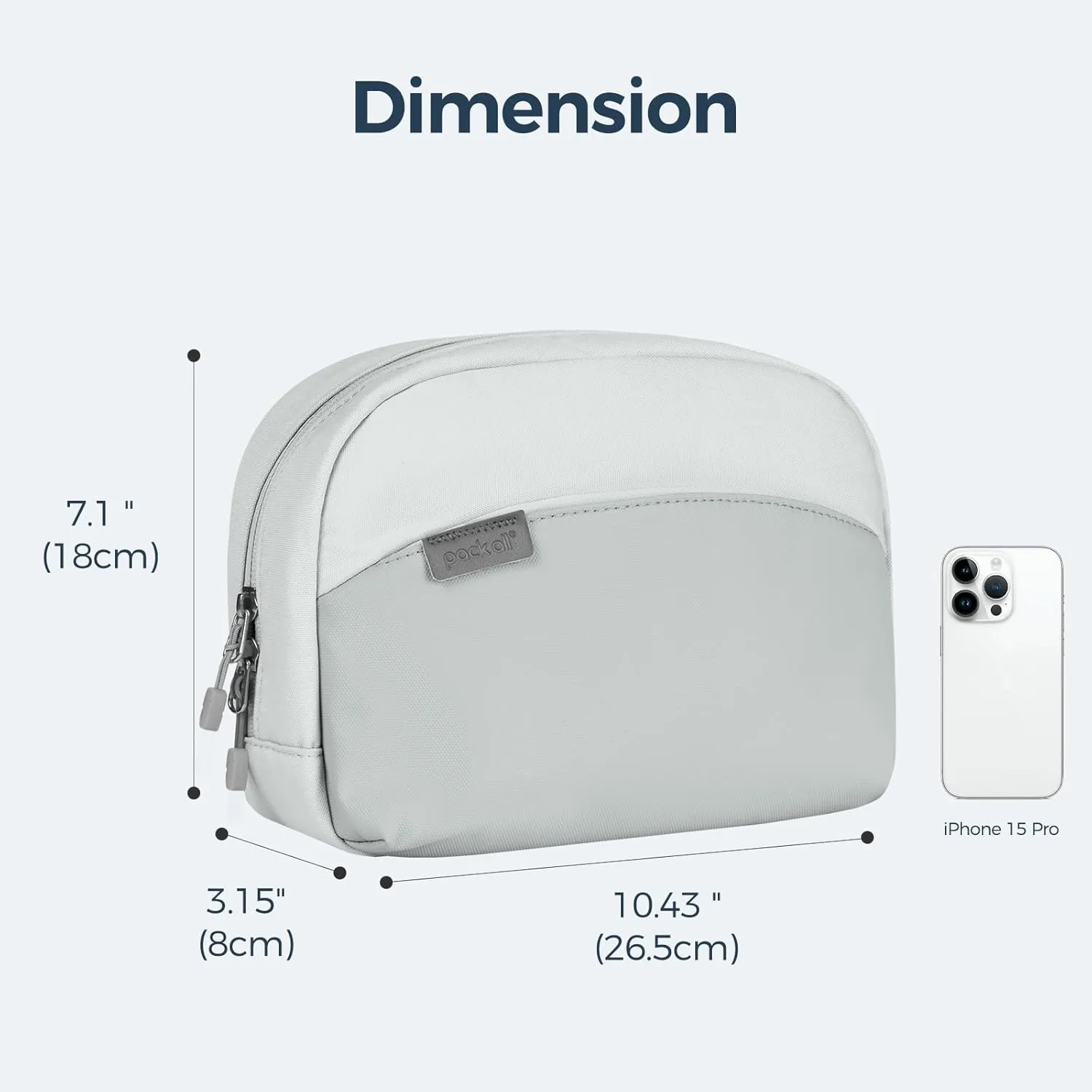 pack all Travel Toiletry Bag, Multi-Compartment Cosmetic Bag, Water-Resistant Makeup Bag for Toiletries, Accessories (Cloudy Gray)