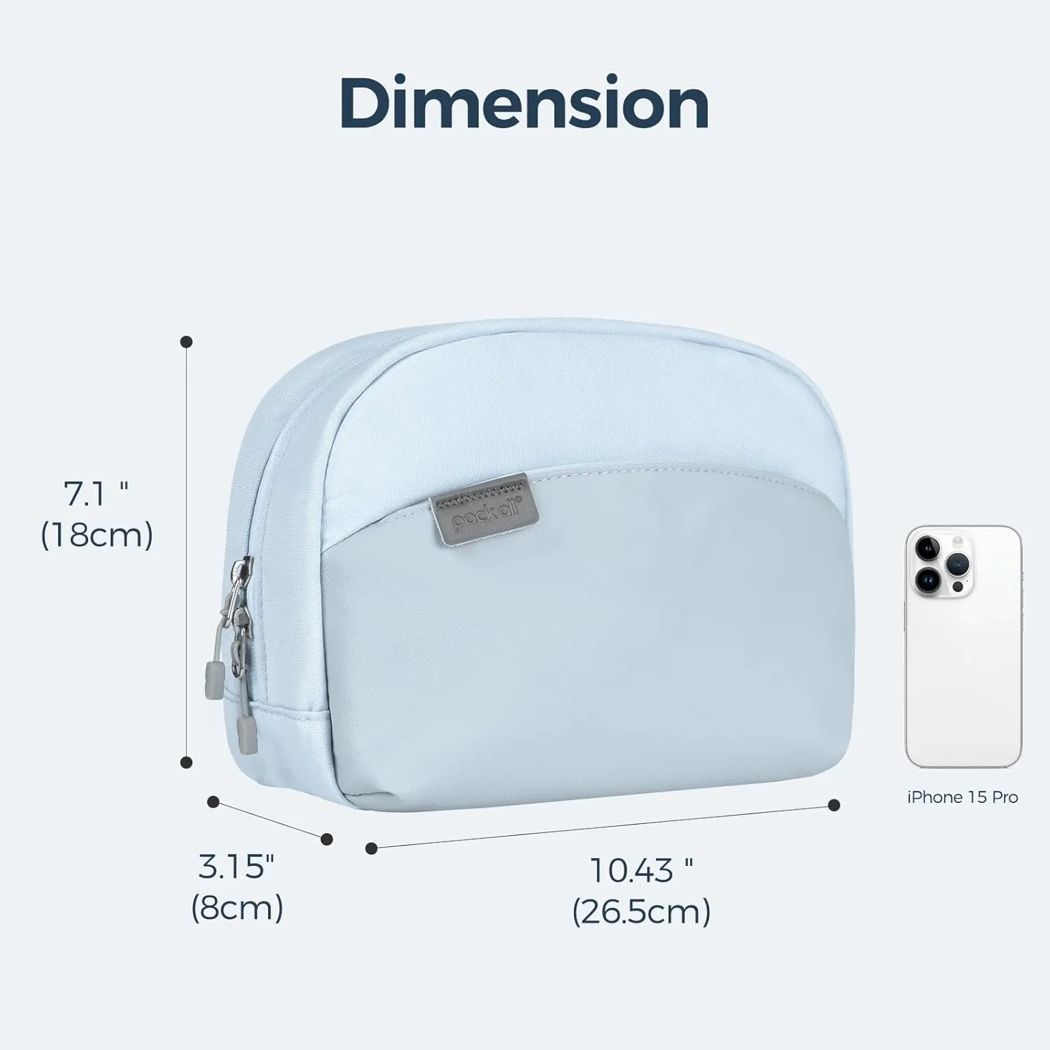 pack all Travel Toiletry Bag, Multi-Compartment Cosmetic Bag, Water-Resistant Makeup Bag for Toiletries, Accessories (Glacier Blue)