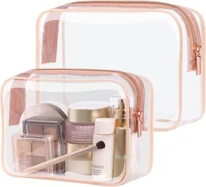 PACKISM Clear Makeup Bag - 2 Packs TSA Approved Toiletry Bag for Women Quart Size Travel Bag TSA Approved, Clear Toiletry Bags for Traveling